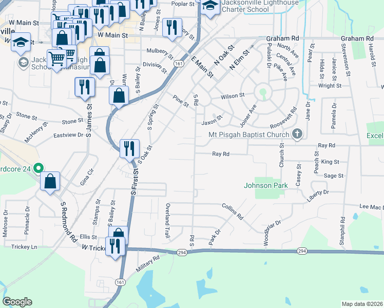 map of restaurants, bars, coffee shops, grocery stores, and more near 1000 South Road in Jacksonville