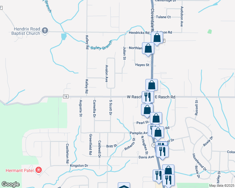 map of restaurants, bars, coffee shops, grocery stores, and more near 112-198 Irons Drive in Florence