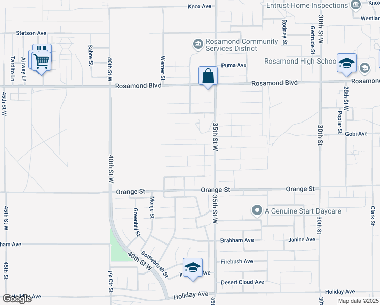 map of restaurants, bars, coffee shops, grocery stores, and more near 3619 Mount Whitney Avenue in Rosamond