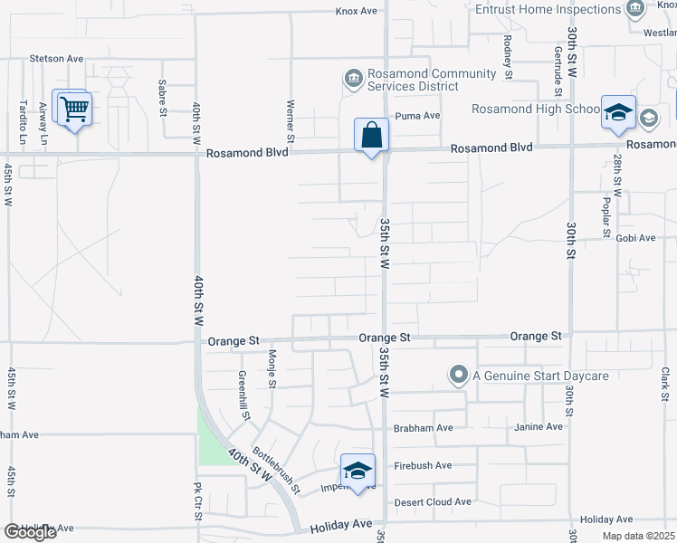 map of restaurants, bars, coffee shops, grocery stores, and more near 3619 Mount Whitney Avenue in Rosamond