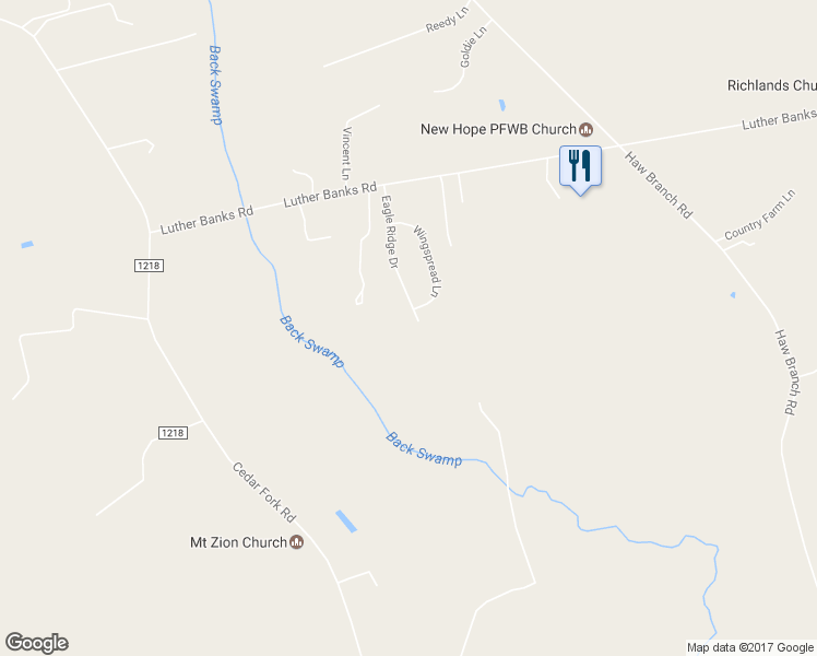 map of restaurants, bars, coffee shops, grocery stores, and more near 128 Eagle Ridge Drive in Beulaville