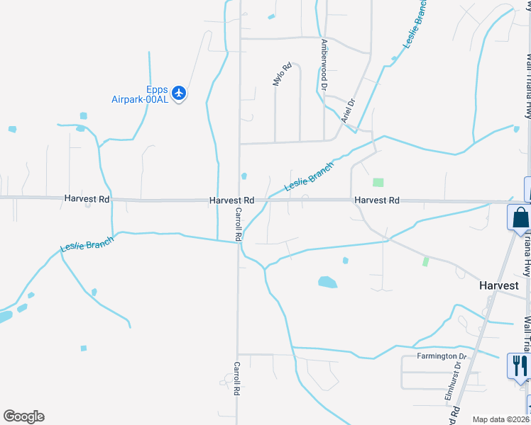 map of restaurants, bars, coffee shops, grocery stores, and more near 101 Harvest Glen Lane in Harvest