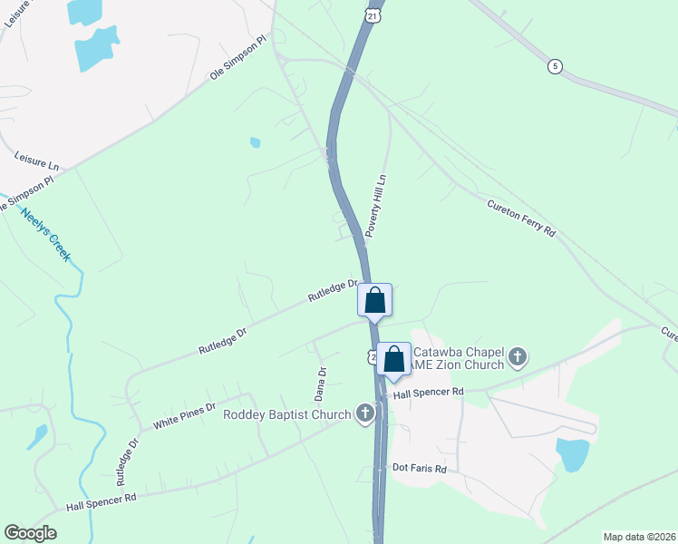 map of restaurants, bars, coffee shops, grocery stores, and more near 2546 Anderson Road South in Catawba