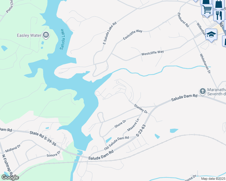 map of restaurants, bars, coffee shops, grocery stores, and more near 20 Spinnaker Court in Greenville