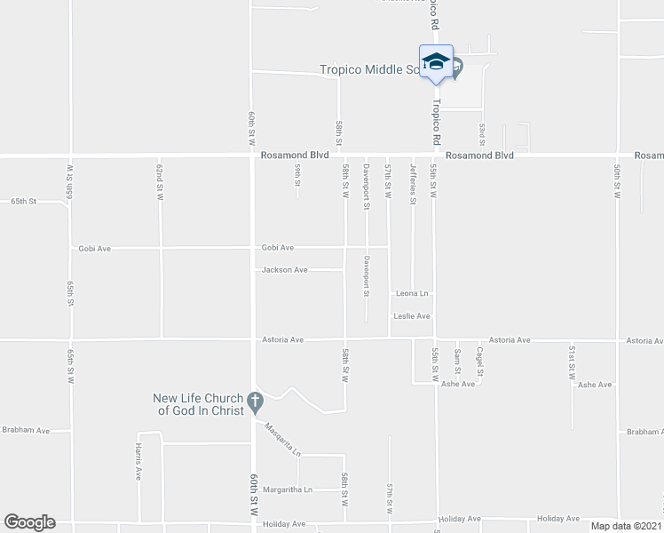 map of restaurants, bars, coffee shops, grocery stores, and more near 5761 Jackson Avenue in Rosamond