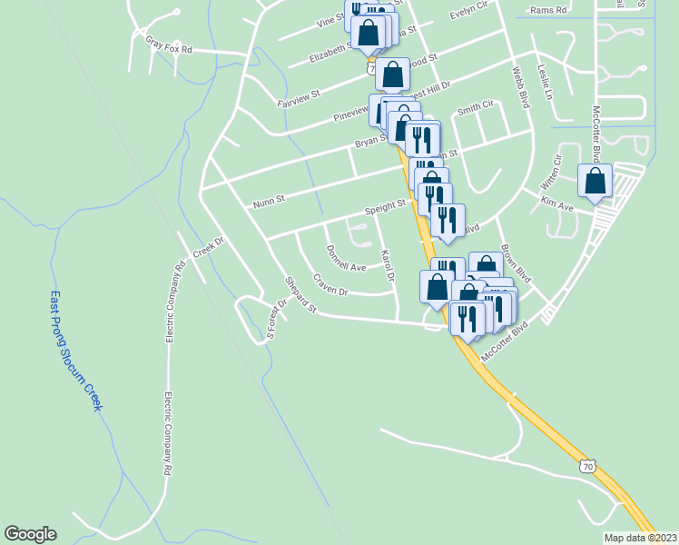 map of restaurants, bars, coffee shops, grocery stores, and more near 119 Donnell Avenue in Havelock