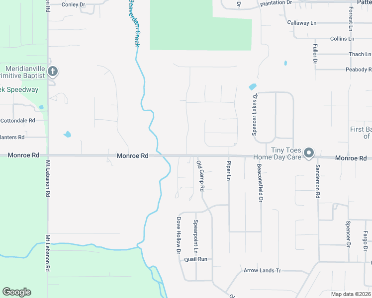 map of restaurants, bars, coffee shops, grocery stores, and more near 672 Monroe Road in Meridianville