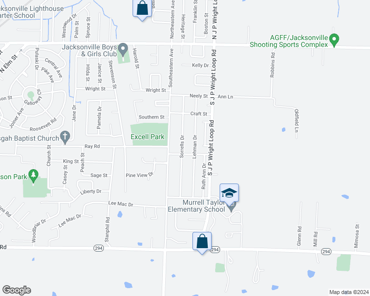 map of restaurants, bars, coffee shops, grocery stores, and more near 808 Sorrells Drive in Jacksonville