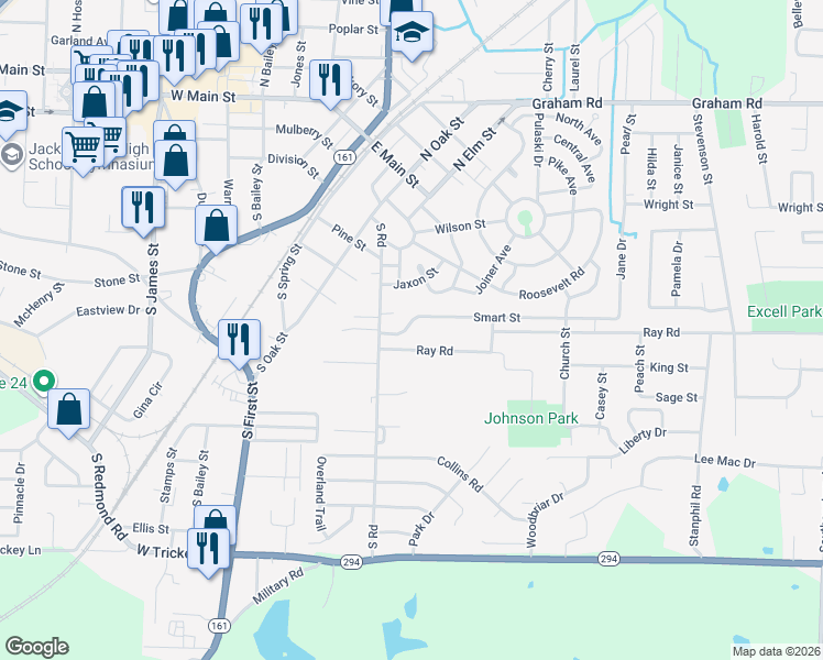 map of restaurants, bars, coffee shops, grocery stores, and more near 205 Smart Street in Jacksonville