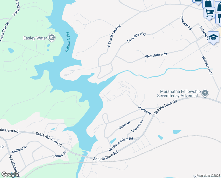 map of restaurants, bars, coffee shops, grocery stores, and more near 18 Spinnaker Court in Greenville