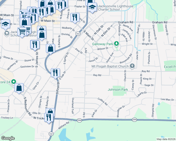 map of restaurants, bars, coffee shops, grocery stores, and more near 205 Smart Street in Jacksonville