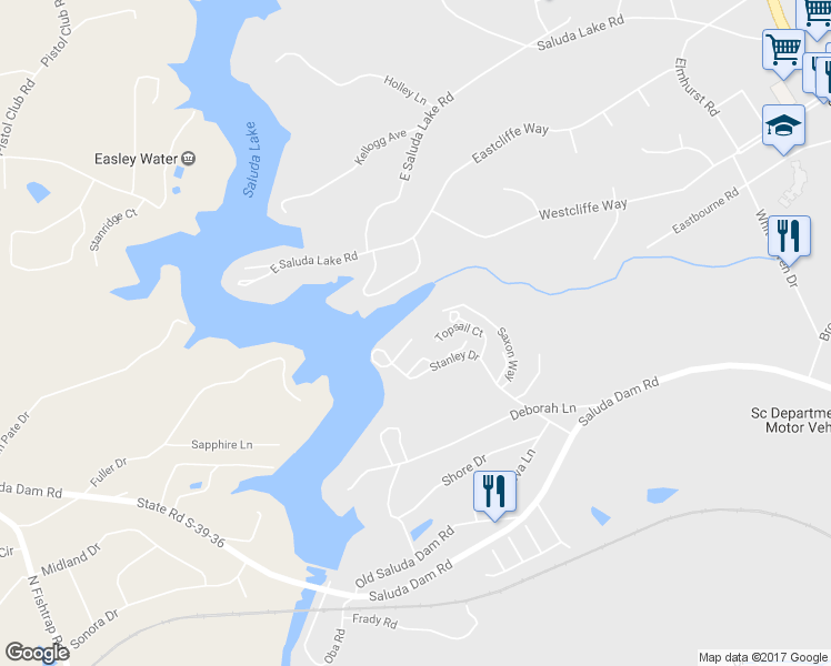 map of restaurants, bars, coffee shops, grocery stores, and more near 20 Spinnaker Court in Greenville