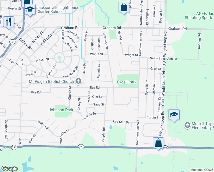 map of restaurants, bars, coffee shops, grocery stores, and more near 800 South Towering Oaks Drive in Jacksonville