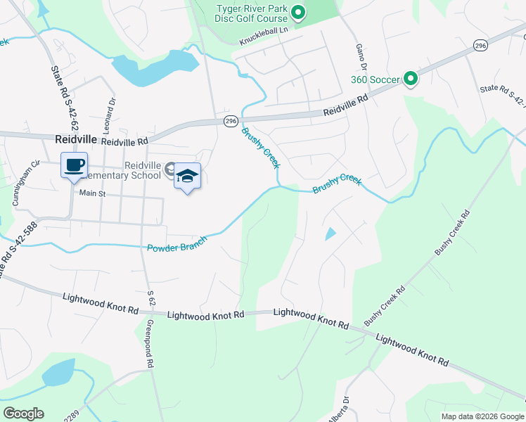 map of restaurants, bars, coffee shops, grocery stores, and more near 233 Layken Lane in Reidville