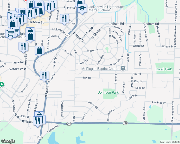 map of restaurants, bars, coffee shops, grocery stores, and more near 304 Smart St in Jacksonville