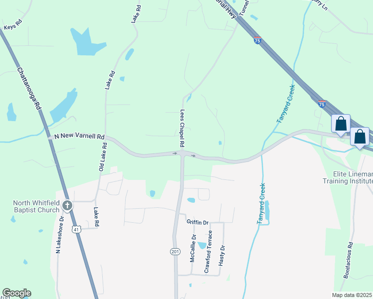 map of restaurants, bars, coffee shops, grocery stores, and more near 501 North Varnell Road in Tunnel Hill