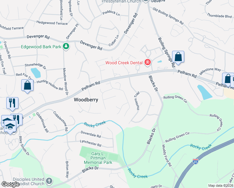 map of restaurants, bars, coffee shops, grocery stores, and more near 19 Suffolk Downs Way in Greenville