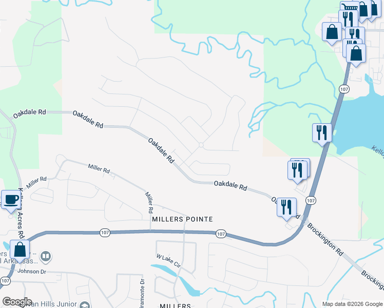 map of restaurants, bars, coffee shops, grocery stores, and more near Millers Glenn Drive in Sherwood