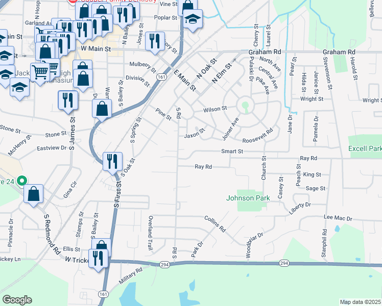 map of restaurants, bars, coffee shops, grocery stores, and more near 205 Smart Street in Jacksonville