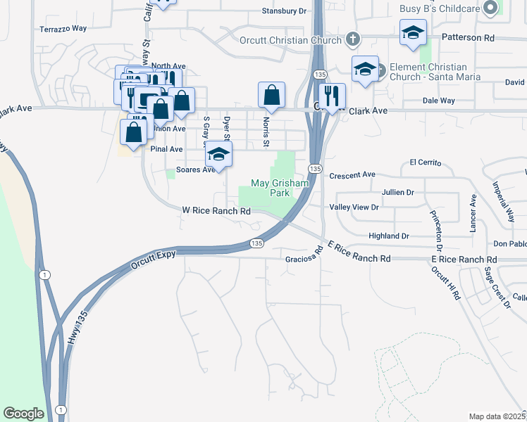 map of restaurants, bars, coffee shops, grocery stores, and more near in Santa Maria