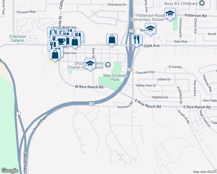 map of restaurants, bars, coffee shops, grocery stores, and more near in Santa Maria