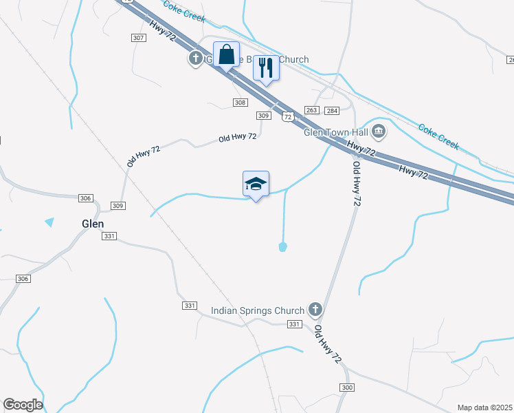 map of restaurants, bars, coffee shops, grocery stores, and more near in Glen