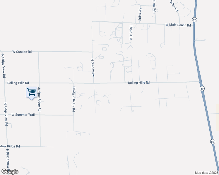 map of restaurants, bars, coffee shops, grocery stores, and more near 885 Rolling Hills Road in Paulden
