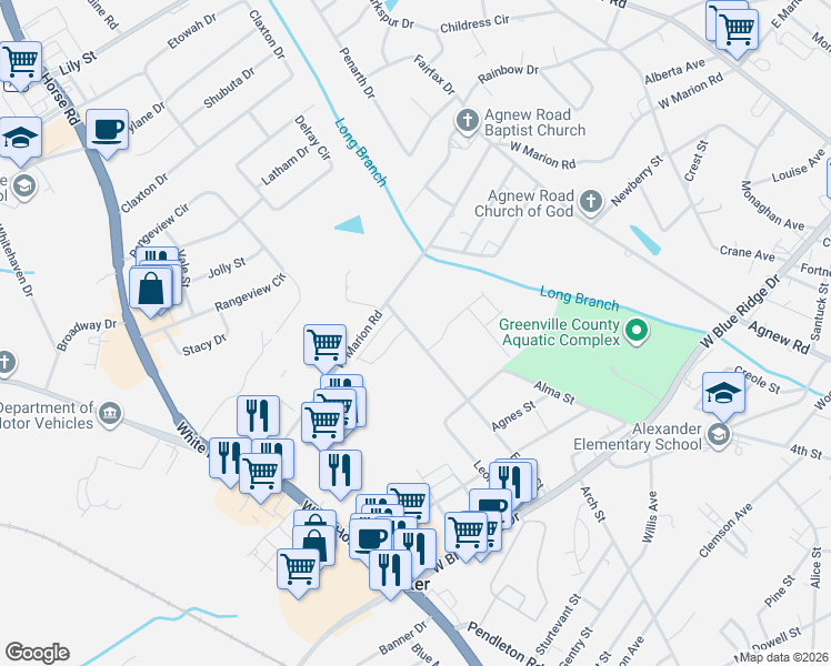 map of restaurants, bars, coffee shops, grocery stores, and more near 300-362 Emile Street in Greenville