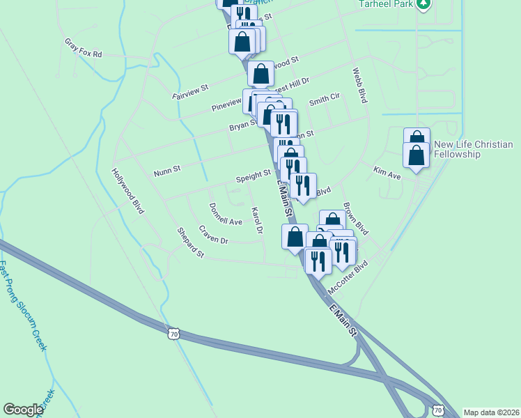 map of restaurants, bars, coffee shops, grocery stores, and more near 116 Karol Drive in Havelock