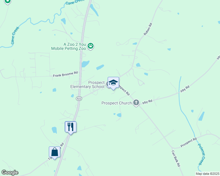 map of restaurants, bars, coffee shops, grocery stores, and more near 3005 Ruben Road in Monroe