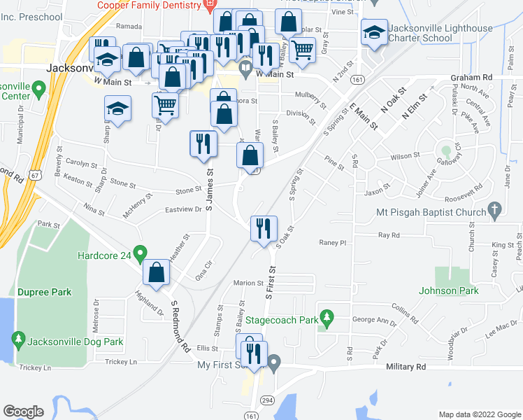 map of restaurants, bars, coffee shops, grocery stores, and more near 841 Sandlewood Drive in Jacksonville