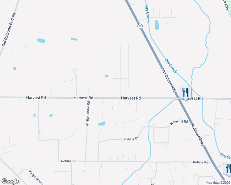 map of restaurants, bars, coffee shops, grocery stores, and more near 103 Striker Lane in Harvest