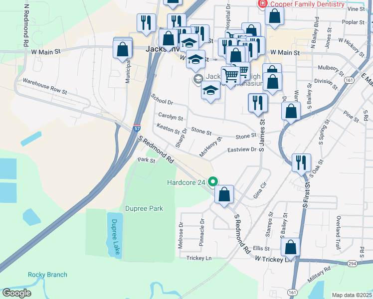 map of restaurants, bars, coffee shops, grocery stores, and more near 908 Virginia Circle in Jacksonville