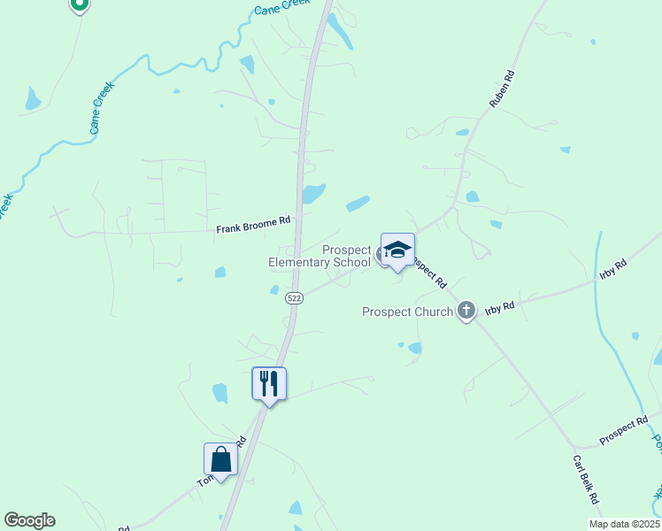 map of restaurants, bars, coffee shops, grocery stores, and more near 3104 Ruben Road in Monroe