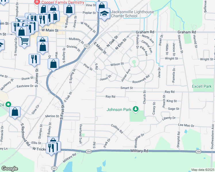 map of restaurants, bars, coffee shops, grocery stores, and more near 219 Smart Street in Jacksonville