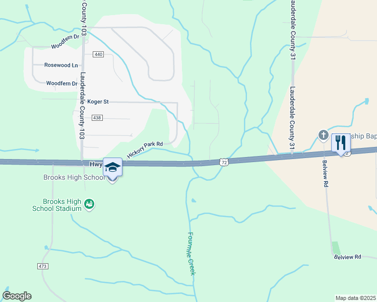 map of restaurants, bars, coffee shops, grocery stores, and more near 4715 U.S. 72 in Killen