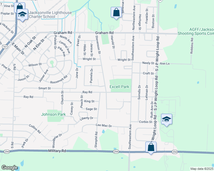 map of restaurants, bars, coffee shops, grocery stores, and more near 654 Stevenson Street in Jacksonville