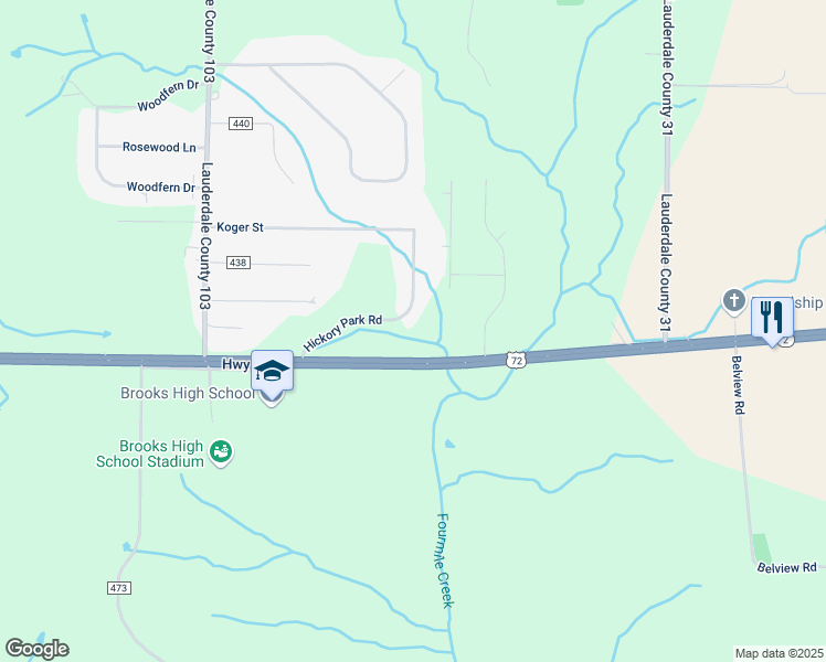 map of restaurants, bars, coffee shops, grocery stores, and more near 4715 U.S. 72 in Killen