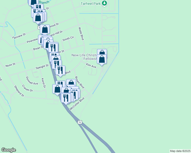 map of restaurants, bars, coffee shops, grocery stores, and more near 254 McCotter Boulevard in Havelock