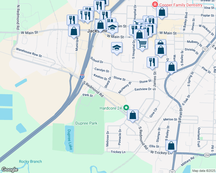 map of restaurants, bars, coffee shops, grocery stores, and more near 901 Sharp Drive in Jacksonville