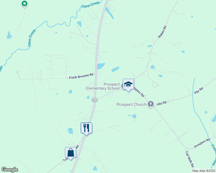 map of restaurants, bars, coffee shops, grocery stores, and more near 3104 Ruben Road in Monroe