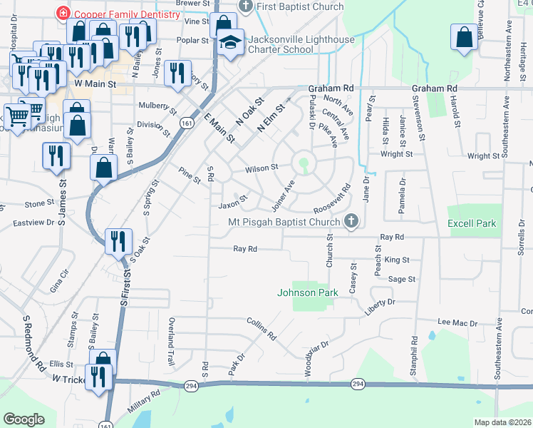 map of restaurants, bars, coffee shops, grocery stores, and more near 114 Joiner Avenue in Jacksonville