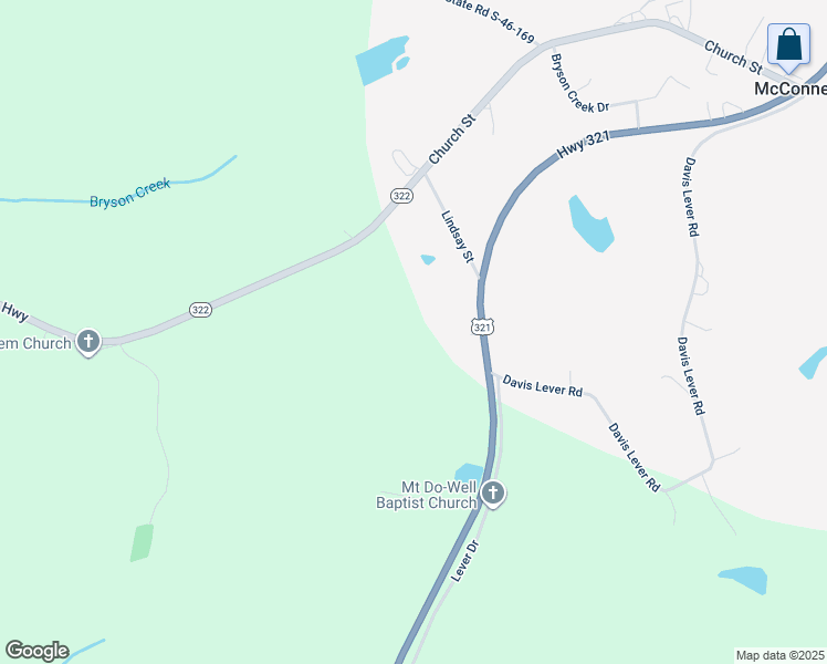 map of restaurants, bars, coffee shops, grocery stores, and more near 4600 Chester Highway in McConnells
