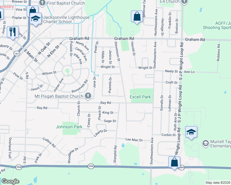 map of restaurants, bars, coffee shops, grocery stores, and more near 617 Stevenson Street in Jacksonville