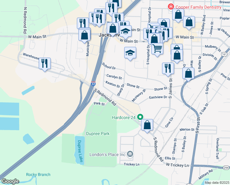 map of restaurants, bars, coffee shops, grocery stores, and more near 1604 Nina Street in Jacksonville