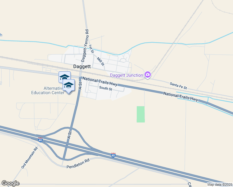 map of restaurants, bars, coffee shops, grocery stores, and more near 33454 Hampton Way in Daggett