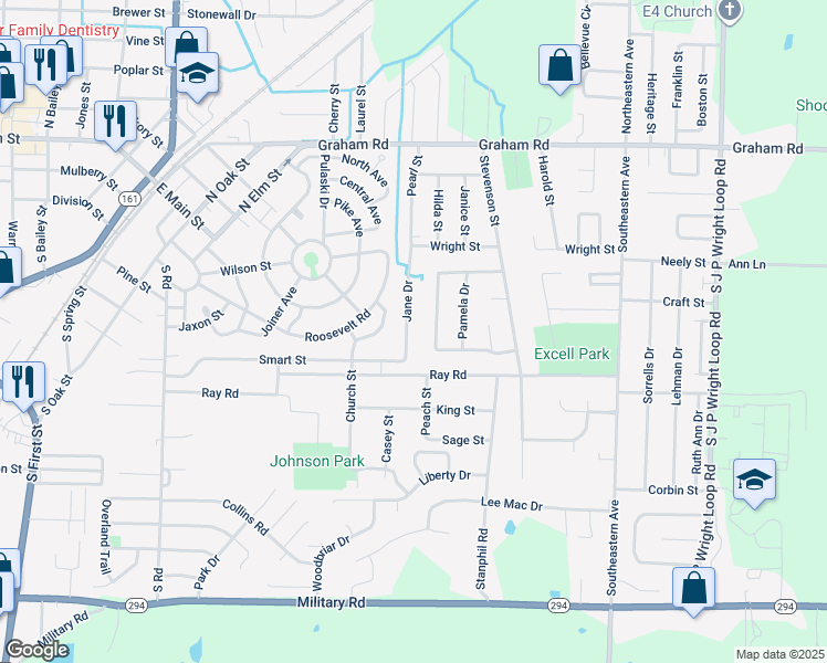 map of restaurants, bars, coffee shops, grocery stores, and more near 1010 Towering Oaks Drive in Jacksonville