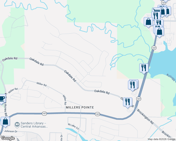 map of restaurants, bars, coffee shops, grocery stores, and more near 9524 Oak Forest Lane in Sherwood