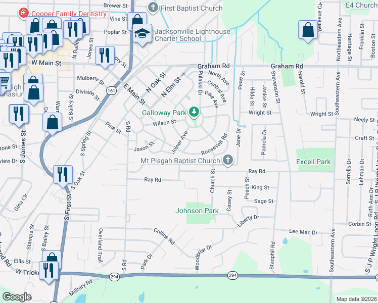 map of restaurants, bars, coffee shops, grocery stores, and more near 108 Cross Street in Jacksonville