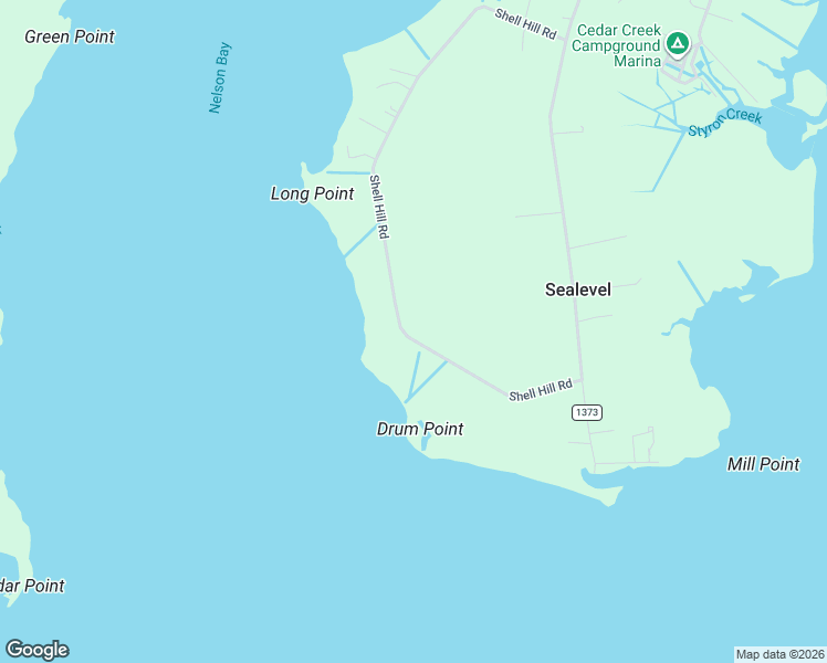 map of restaurants, bars, coffee shops, grocery stores, and more near 487 Shell Hill Road in Sealevel